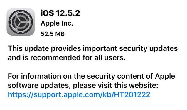 张沟镇苹果手机维修分享iOS12.5.2发布，建议所有老苹果用户安装 